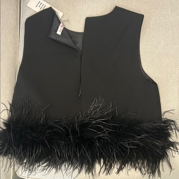 Black Feather-Embellished Top - Picture 2 of 2